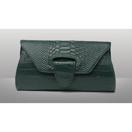 Women's Genuine Leather Clutch Bag with Crocodile Pattern - Wnkrs