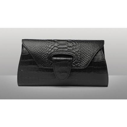 Women's Genuine Leather Clutch Bag with Crocodile Pattern - Wnkrs