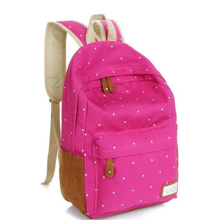 Casual Canvas Women's Backpack with Polka Dot Print - Wnkrs