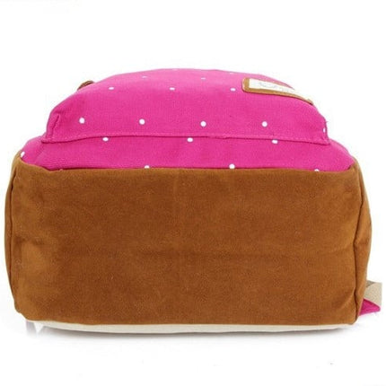 Casual Canvas Women's Backpack with Polka Dot Print - Wnkrs