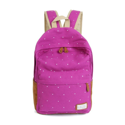 Casual Canvas Women's Backpack with Polka Dot Print - Wnkrs