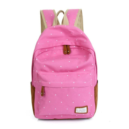 Casual Canvas Women's Backpack with Polka Dot Print - Wnkrs