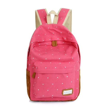 Casual Canvas Women's Backpack with Polka Dot Print - Wnkrs