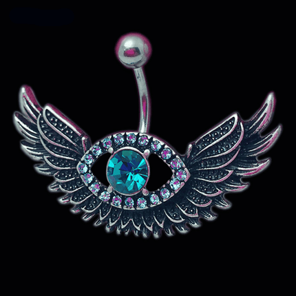 Angel Wing Design Belly Piercing with Crystal - wnkrs