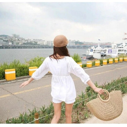 Women's Half Moon Woven Rattan Bag - Wnkrs