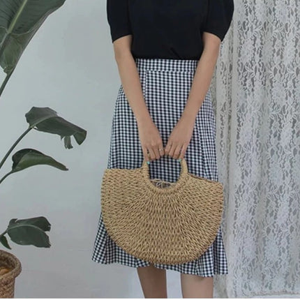 Women's Half Moon Woven Rattan Bag - Wnkrs