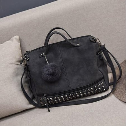 Women's Leather Bag with Pompom - Wnkrs