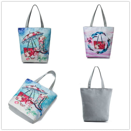 Women's Beach Printed Canvas Handbags - Wnkrs