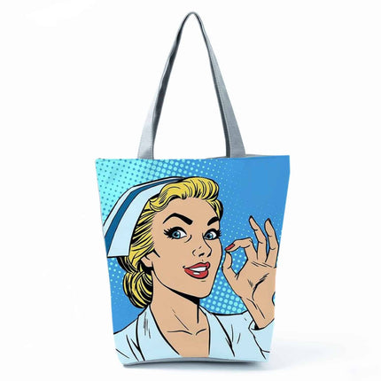 Women's Beach Printed Canvas Handbags - Wnkrs