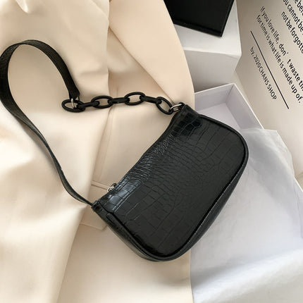 Women's Crocodile Patterned Chain Mini Baguette Bag - Wnkrs