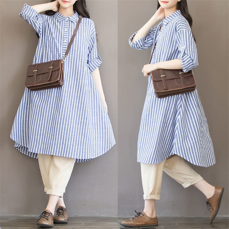 Cotton Striped Dress for Pregnant Women