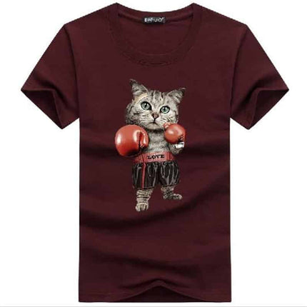 Men's Boxing Cat Printed T-Shirts - Wnkrs