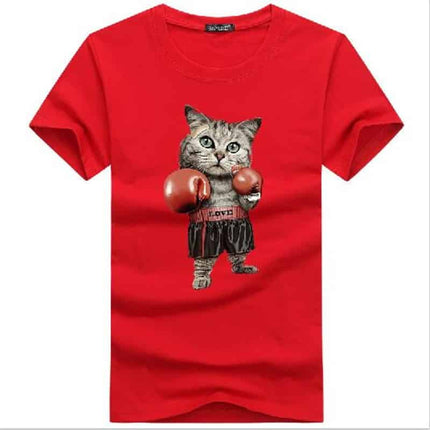 Men's Boxing Cat Printed T-Shirts - Wnkrs