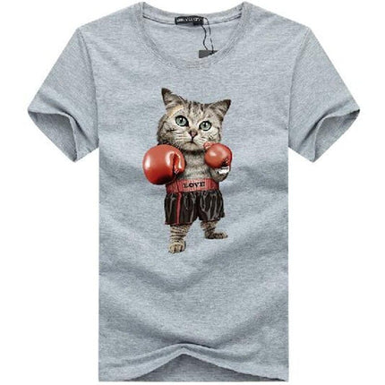Men's Boxing Cat Printed T-Shirts - Wnkrs