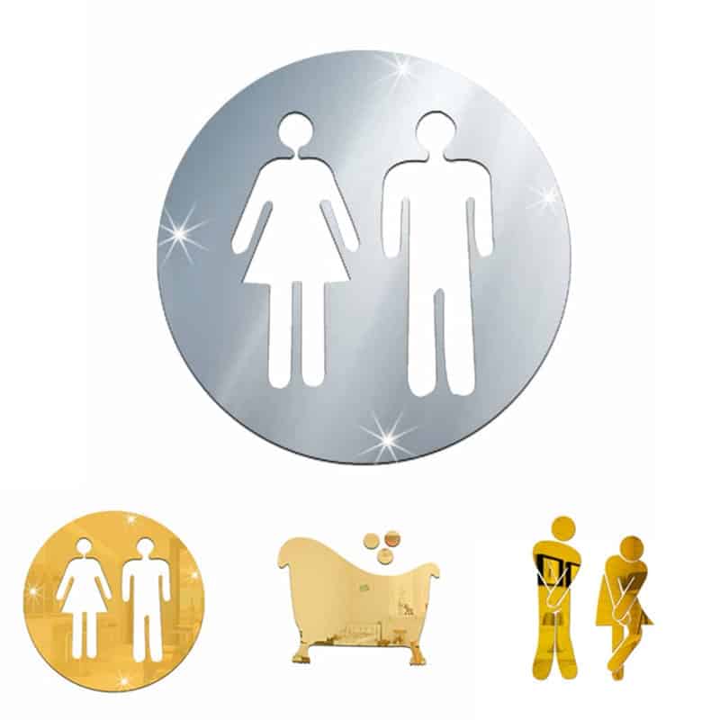 3D Acrylic Mirror Restroom Door Sticker