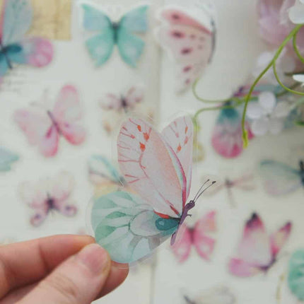 Watercolor Butterfly Style PVC Stickers 38 pcs Set - wnkrs
