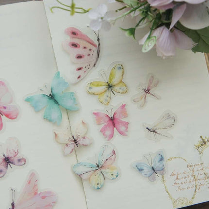 Watercolor Butterfly Style PVC Stickers 38 pcs Set - wnkrs