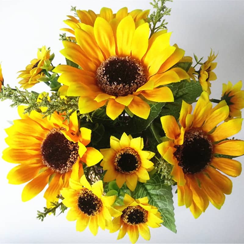 13-Head Yellow Silk Sunflower