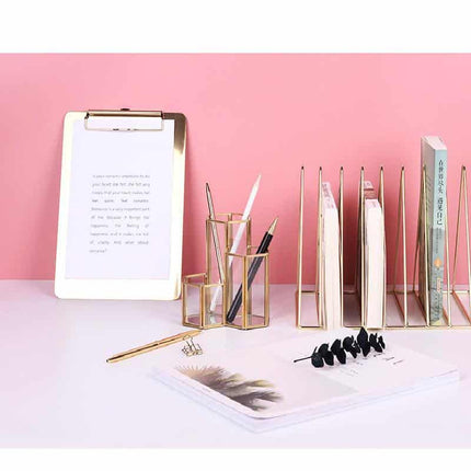 Golden Frame Hexagon Shaped Makeup Organizer - Wnkrs