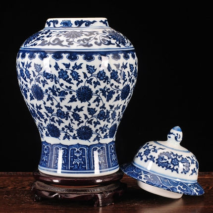 Antique Blue Patterned Ceramic Vase - Wnkrs