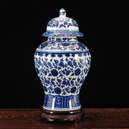 Antique Blue Patterned Ceramic Vase - Wnkrs