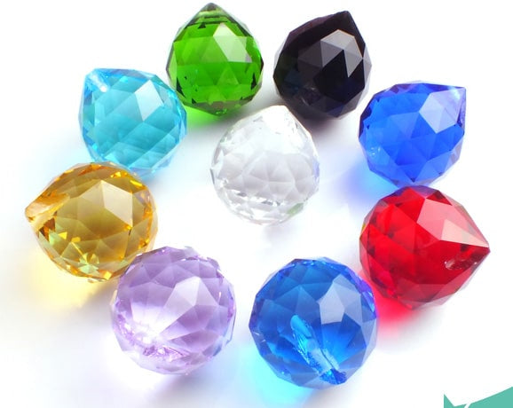 Colorful Faceted Crystal Prisms Set