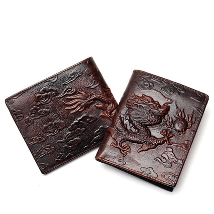 Chinese Dragon Patterned Genuine Leather Men's Wallet - Wnkrs