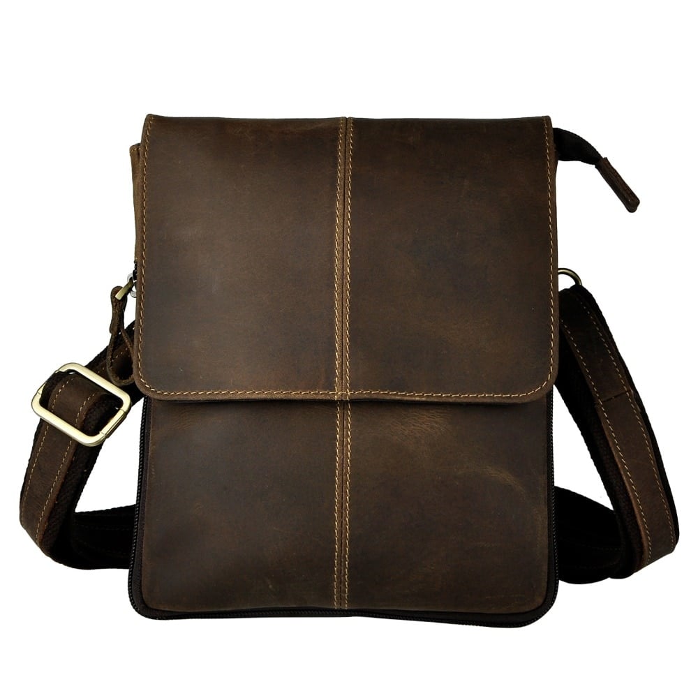 Slim Leather Messenger Bag for Men