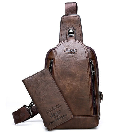 Men's Leather Sling Bag with Wallet - Wnkrs