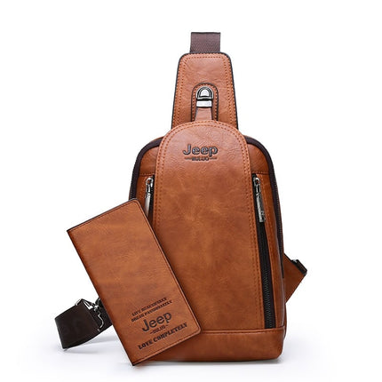 Men's Leather Sling Bag with Wallet - Wnkrs