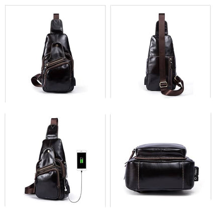 Men's Genuine Leather Crossbody Bag - Wnkrs