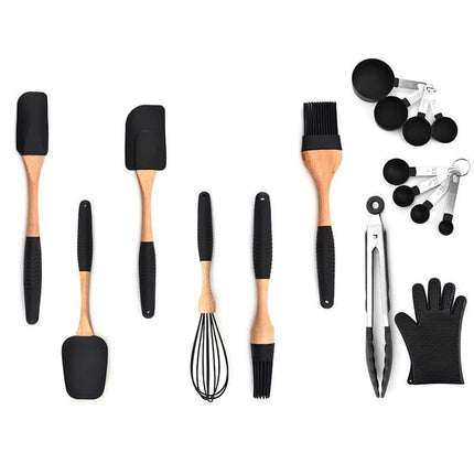 Wooden Handle Silicone Kitchenware Set - wnkrs