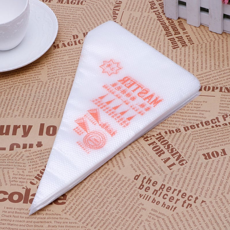 Disposable Plastic Pastry Bags, 100-Piece Set