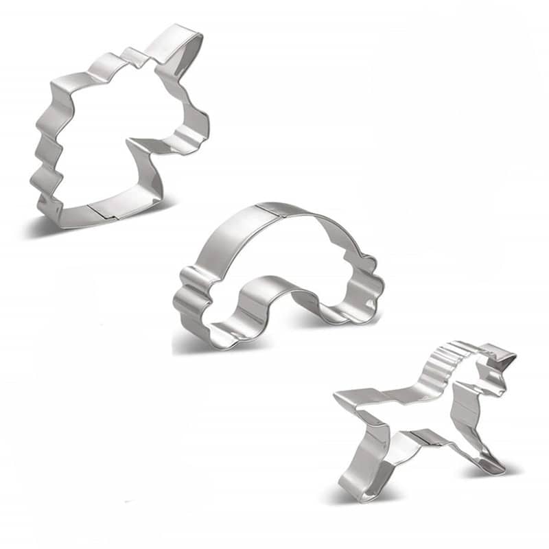 Unicorn and Rainbow Cookie Cutters, 3-Piece Set