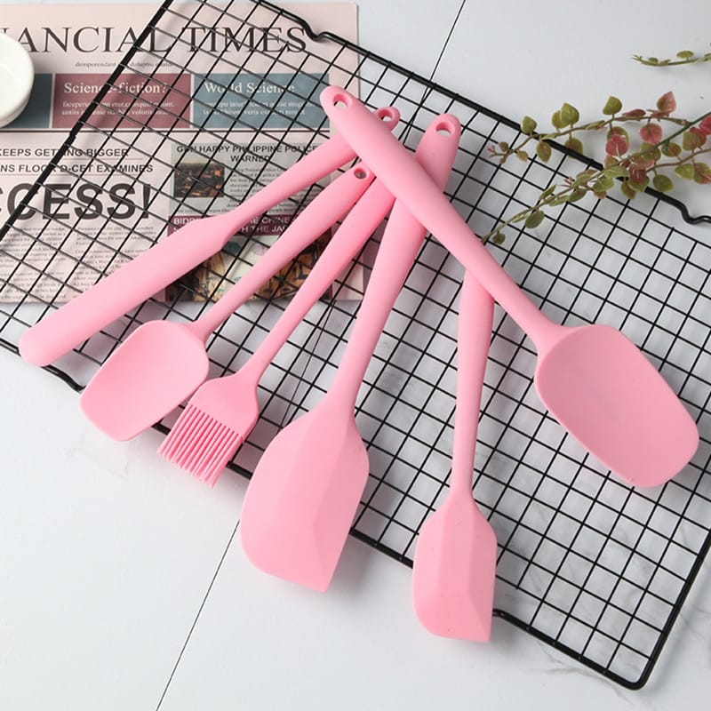 Pink Silicone Baking Tools 6 pcs Set