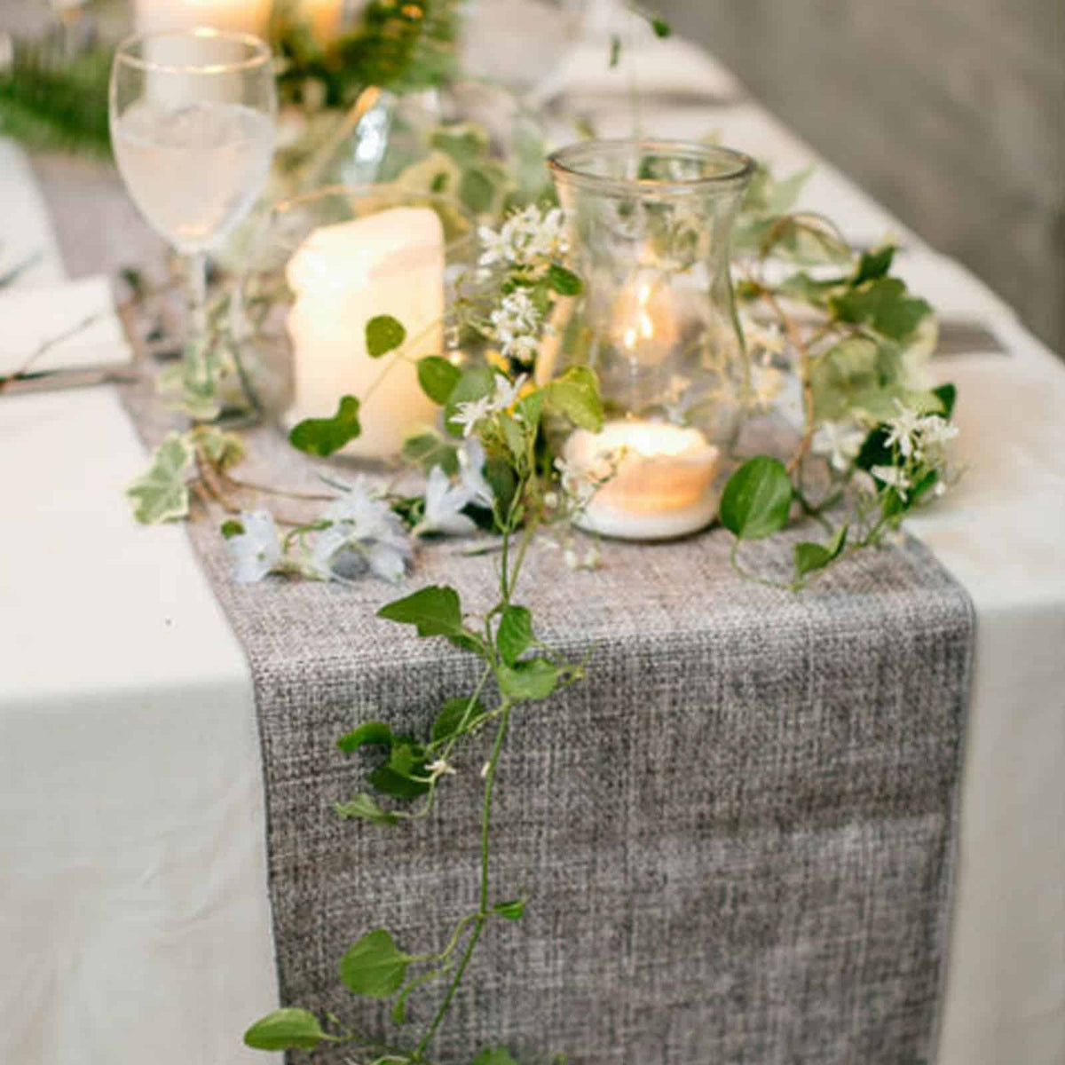 Rustic Table Runner in Beige and Grey Color