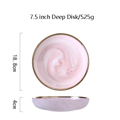 Pink Marbe Designed Porcelain Dinner Plates - Wnkrs