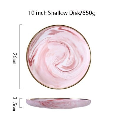 Pink Marbe Designed Porcelain Dinner Plates - Wnkrs