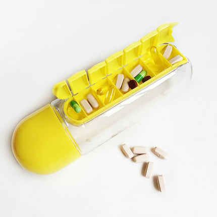 600ml Plastic Water Bottle with Daily Pill Organizer - wnkrs