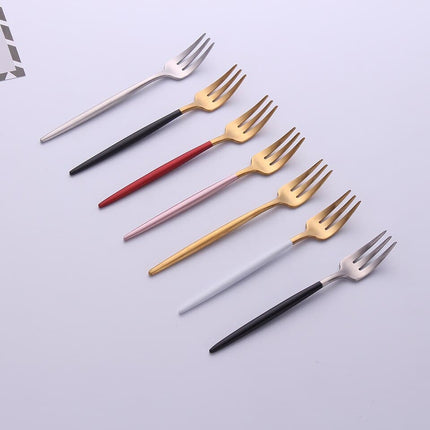 304 Stainless Steel Fork with Colorful Short Handle - wnkrs