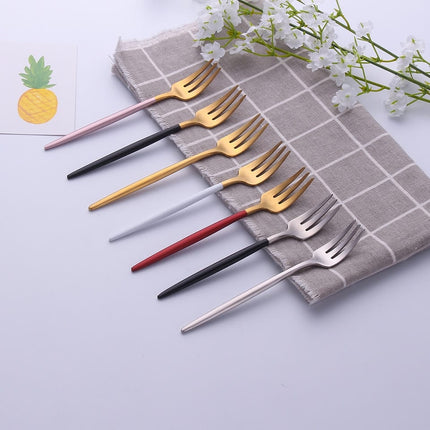 304 Stainless Steel Fork with Colorful Short Handle - wnkrs