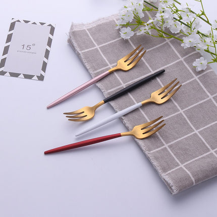 304 Stainless Steel Fork with Colorful Short Handle - wnkrs