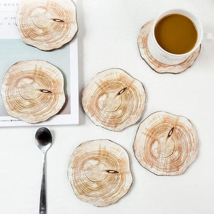 Natural Wood Cup Coaster 6 Pcs Set - wnkrs
