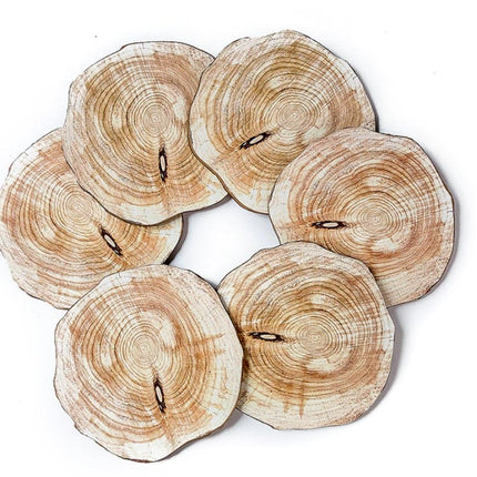 Natural Wood Cup Coaster 6 Pcs Set - wnkrs