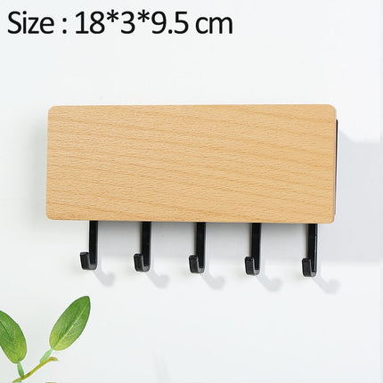 Wall Mounted Wood Colored Rack with Hooks - wnkrs