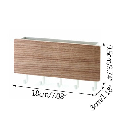 Wall Mounted Wood Colored Rack with Hooks - wnkrs