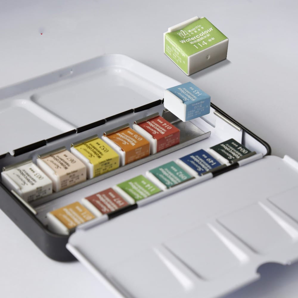 Watercolor Pigment Paints Set with Paintbrush