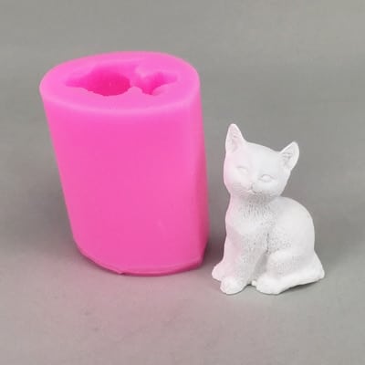 3D Kitten Candle Mold