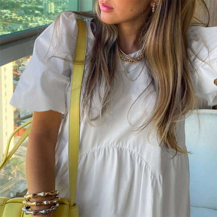 Women's Casual Dress with Puff Sleeves - Wnkrs