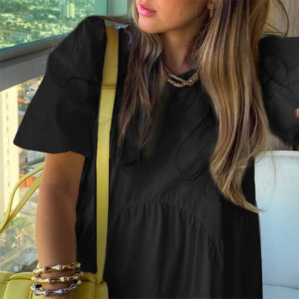 Women's Casual Dress with Puff Sleeves - Wnkrs